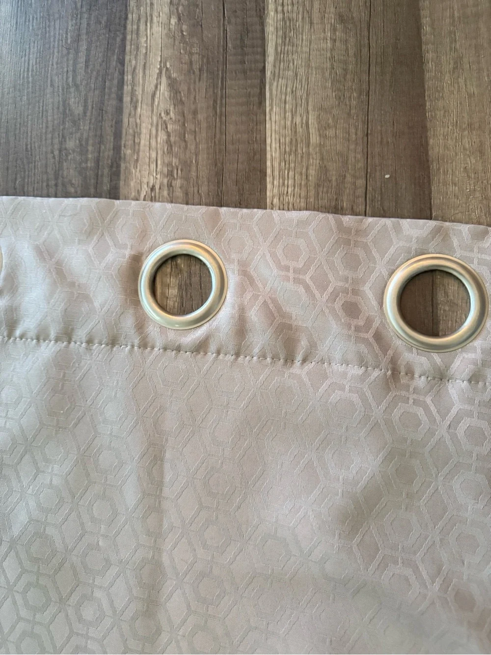 2 Neutral Geometric Pattern Grommet Curtain Panel - Gray/silver